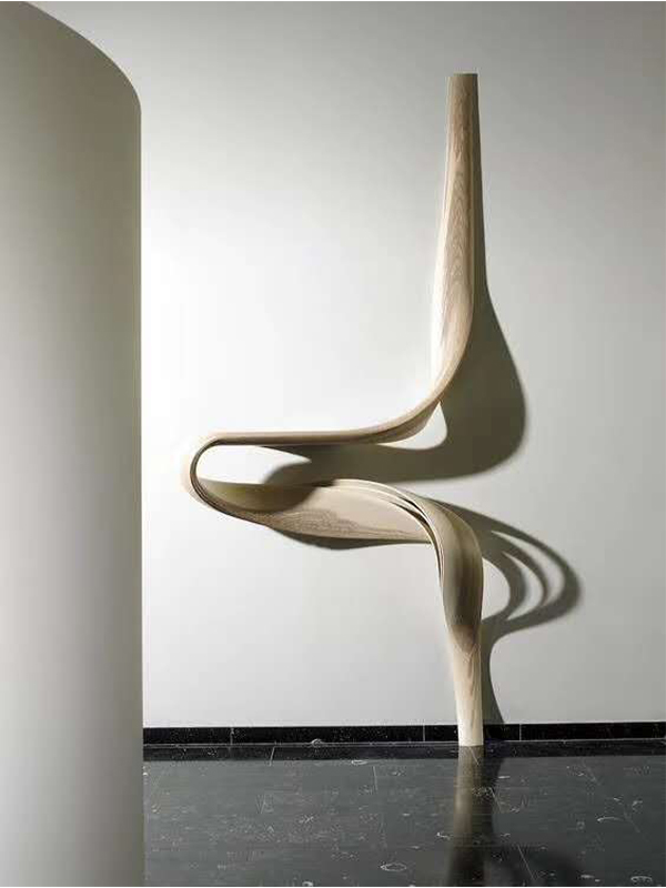 Heat-bent wood sculpture